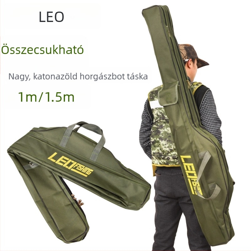 27746 [Összecsukható nagy kapacitású horgászbot táska, 1m/1,5m, katonai zöld/fekete] Hosszú puha felszerelés táska a horgászathoz