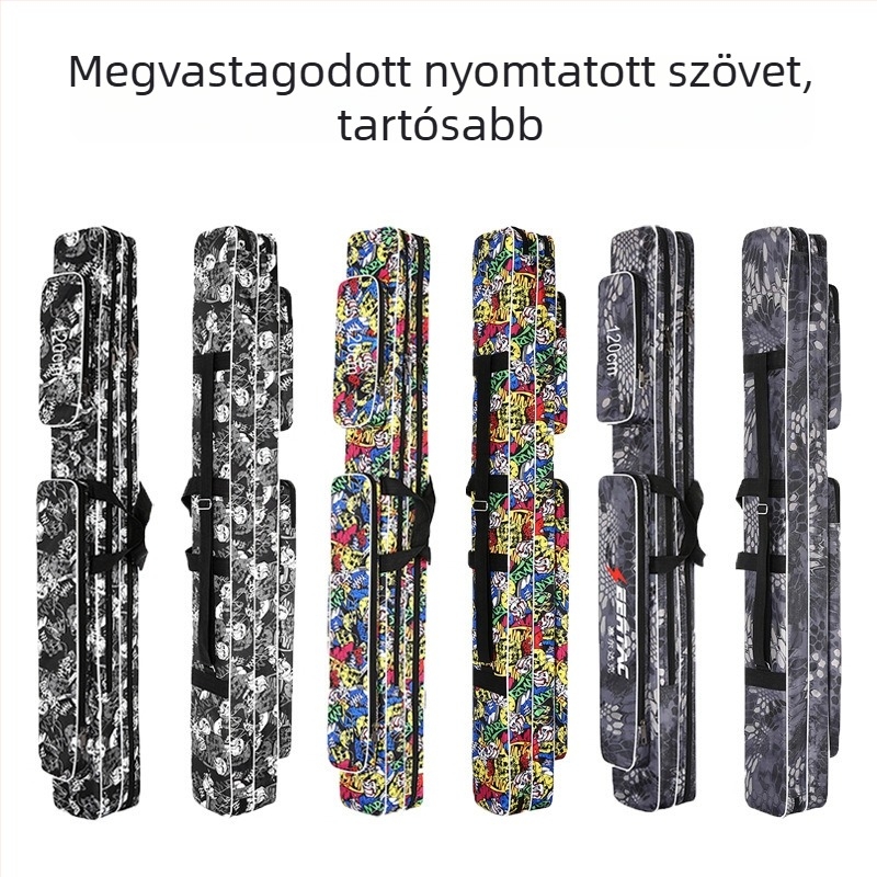 Tengeri horgásztáska, háromrétegű vászon, rekeszek csalikhoz, damilhoz, horgászbothoz és orsóhoz