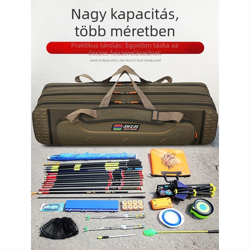 Horgászbot táska, nagy kapacitású, nem vízálló, hely a bottnak, orsónak és csalinak