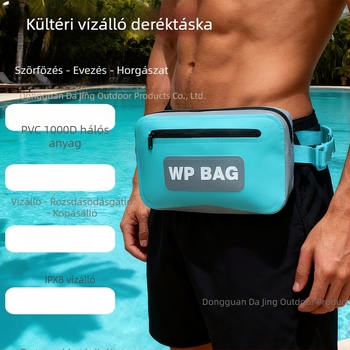 Többfunkciós vízálló deréktáska horgász felszereléshez, állítható derékszíj és vállpánt, IPX8