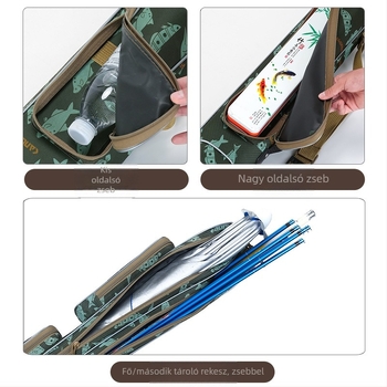 Tengeri horgásztáska – vízálló vászon felszerelés-táska horgászbothoz, damilhoz, csalihoz és orsóhoz