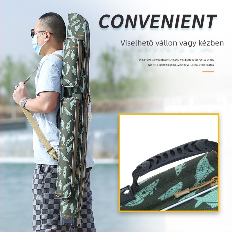 Tengeri horgásztáska – vízálló vászon felszerelés-táska horgászbothoz, damilhoz, csalihoz és orsóhoz