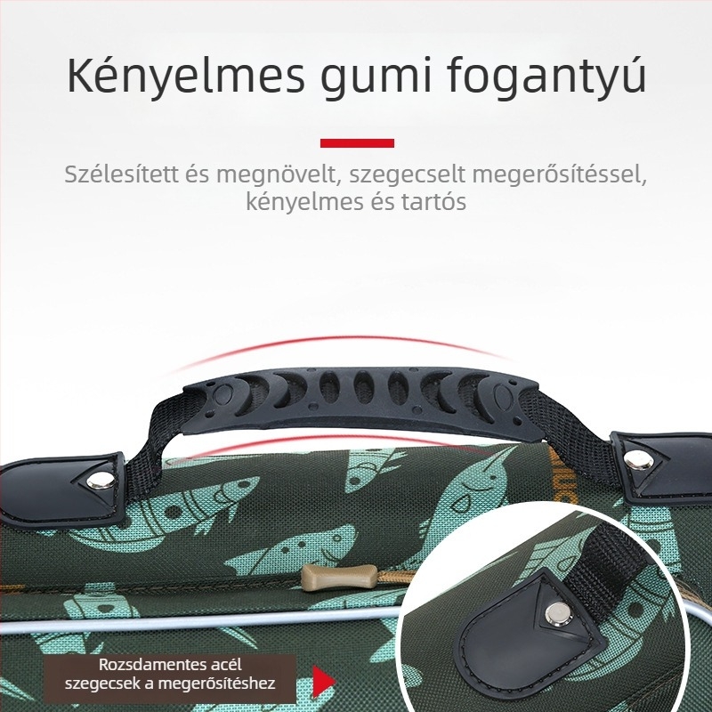 Tengeri horgásztáska – vízálló vászon felszerelés-táska horgászbothoz, damilhoz, csalihoz és orsóhoz