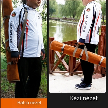 Shengxingda Nagy kapacitású horgász felszerelés táska, velúr őz bőrrel, 1,2–1,5 m bot tároló, kézben/ vállon