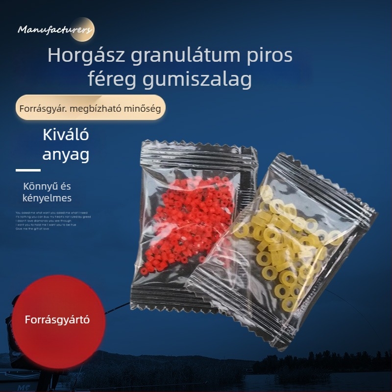 Piros csalihgranulátum gumis pánttal, gumiszövettel és gumigyűrűkkel