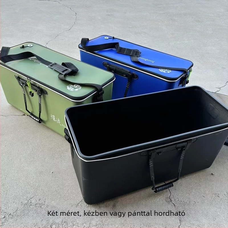 Egy darabból készült, vastag falú, nagy méretű halas vödör élő halak szállítására, tartozékokkal