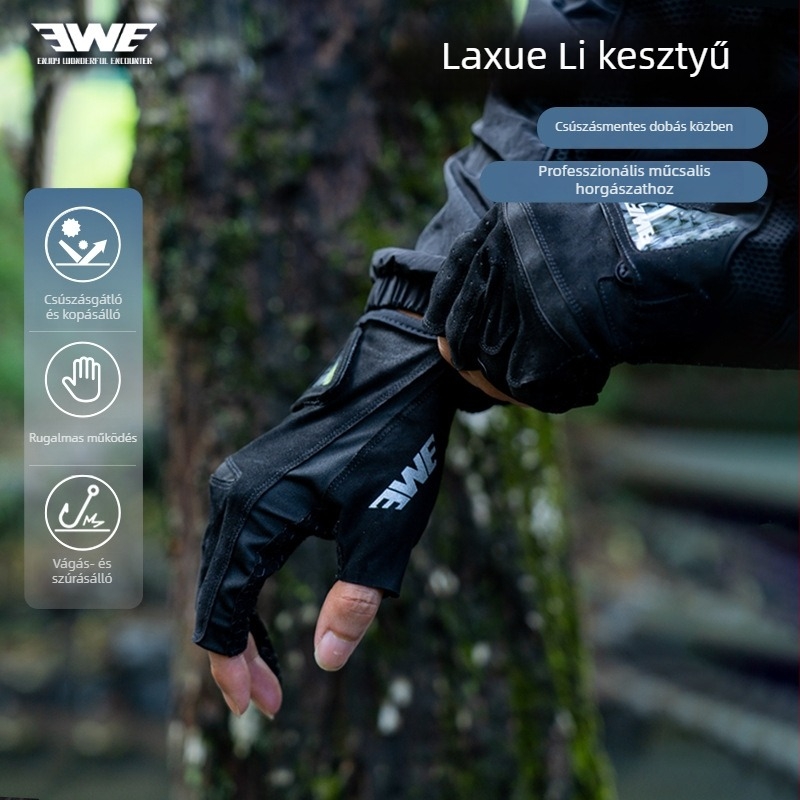 EWE Meixia Luya horgász kesztyűk, háromujjas kialakítás, napsugárzás elleni védelem, csúszásmentes, légáteresztő, kopásálló, egész éves kültéri használatra