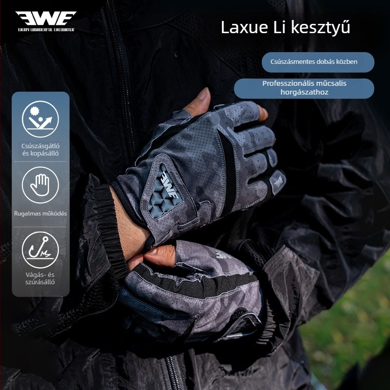 EWE Meixia Luya horgász kesztyűk, háromujjas kialakítás, napsugárzás elleni védelem, csúszásmentes, légáteresztő, kopásálló, egész éves kültéri használatra