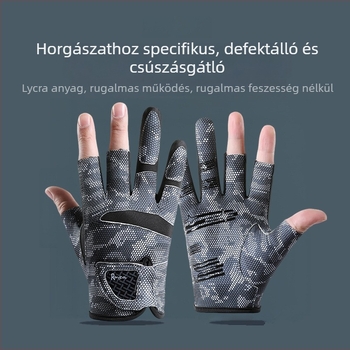 Három ujját szabadon hagyó horgászkesztyű, új modell, csúszásmentes, kopásálló, UV-védelem kültéri használatra