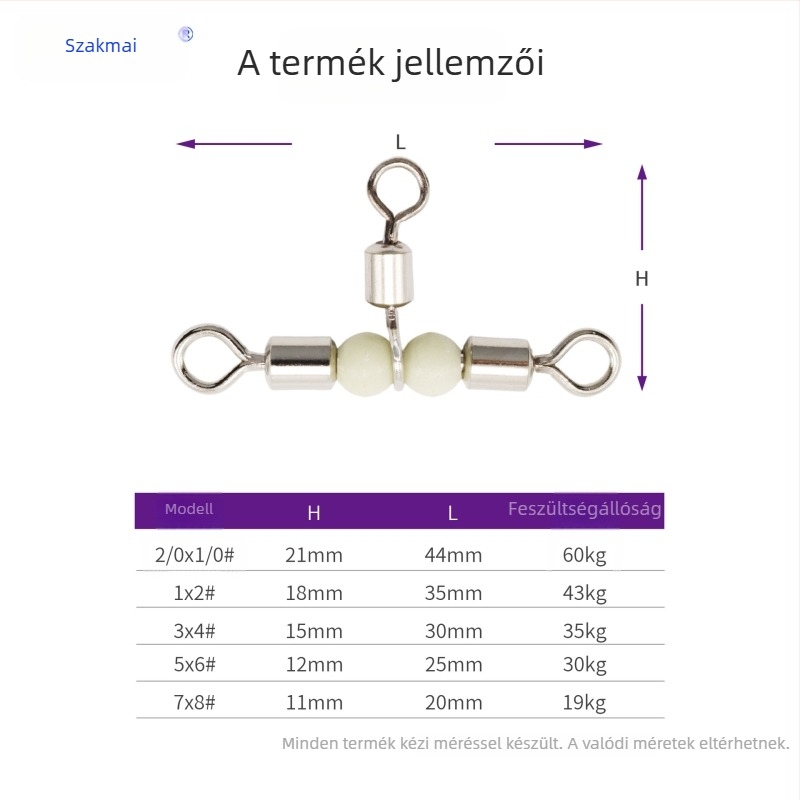 Szakmai rézzel bevont háromutas csúszócsatlakozó Figure-Eight gyűrűvel tengeri horgászatra