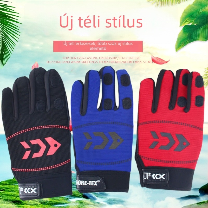 Téli horgász kesztyű fleece-béléssel, jeges horgászat célra, kültéri használatra