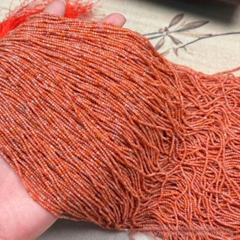 Félkész millet gyöngyök, hosszú lánc, polírozott, Déli achát, származás: Lianyungang