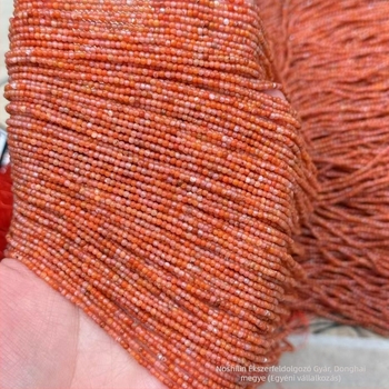 Félkész millet gyöngyök, hosszú lánc, polírozott, Déli achát, származás: Lianyungang