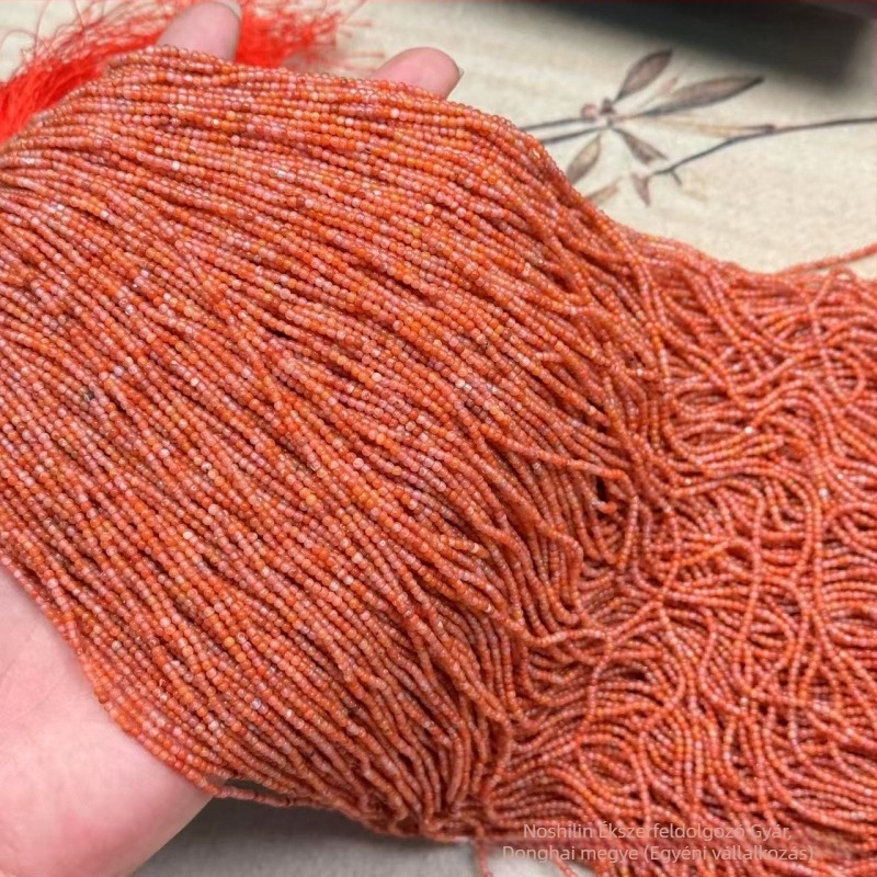 Félkész millet gyöngyök, hosszú lánc, polírozott, Déli achát, származás: Lianyungang