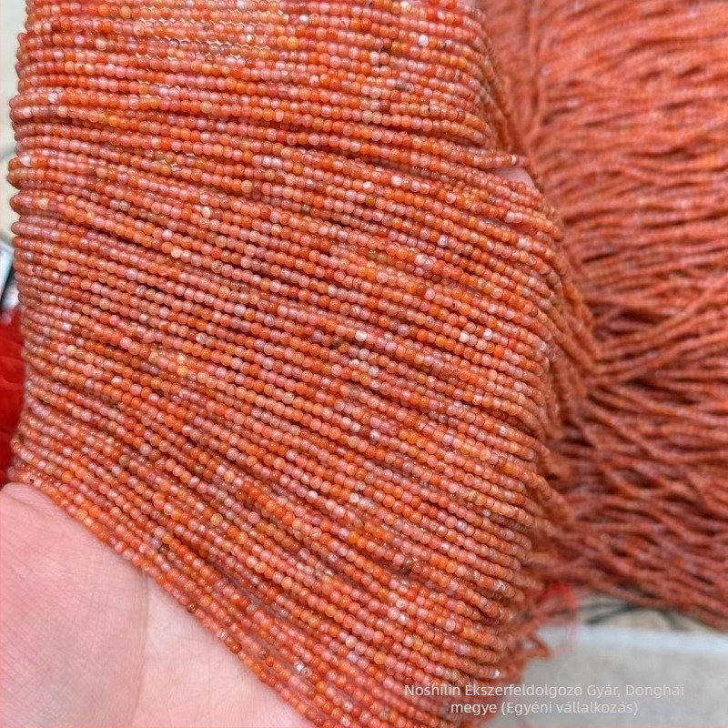 Félkész millet gyöngyök, hosszú lánc, polírozott, Déli achát, származás: Lianyungang