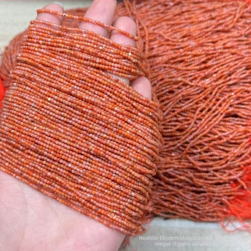 Félkész millet gyöngyök, hosszú lánc, polírozott, Déli achát, származás: Lianyungang