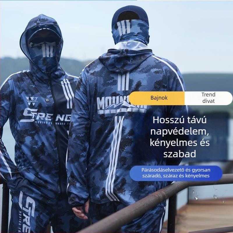 Nyári horgászruha: lélegző, vízálló, UV védelem, poliészter, uniszex