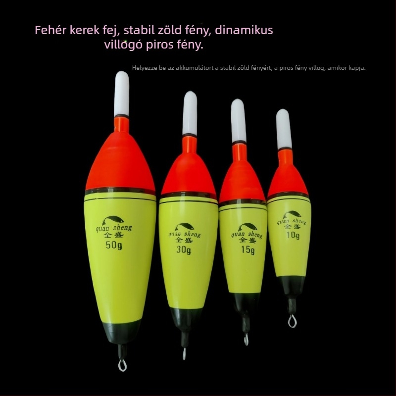 Quansheng külső elektronikus úszó tengeri horgászathoz, EVA, színváltó, villogó, hosszú olív típusú ABO úszó