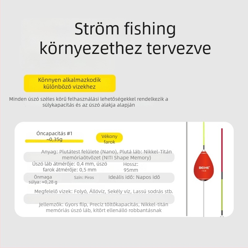 Álló folyóúszó acéllábú – nagy érzékenység gyors áramlásokhoz