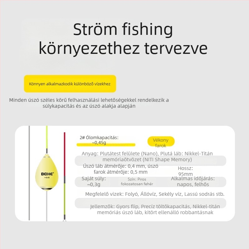 Álló folyóúszó acéllábú – nagy érzékenység gyors áramlásokhoz