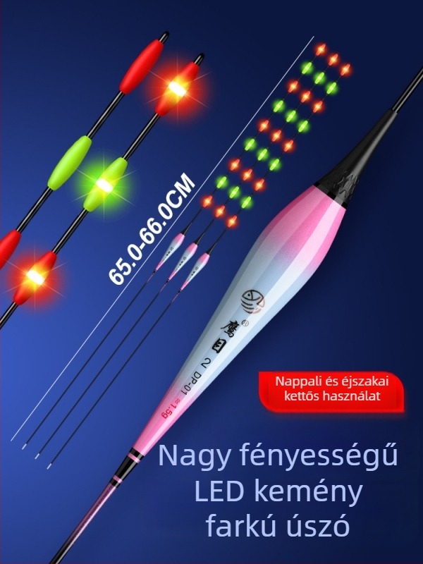 Eagle Eye LED-es elektronikus úszó karpázáshoz, nappal- és éjszakai használatra, világító úszó futó ólommal, vastag farokkal, nagy méret