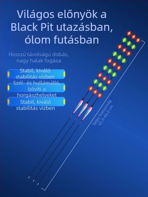 Eagle Eye LED-es elektronikus úszó karpázáshoz, nappal- és éjszakai használatra, világító úszó futó ólommal, vastag farokkal, nagy méret