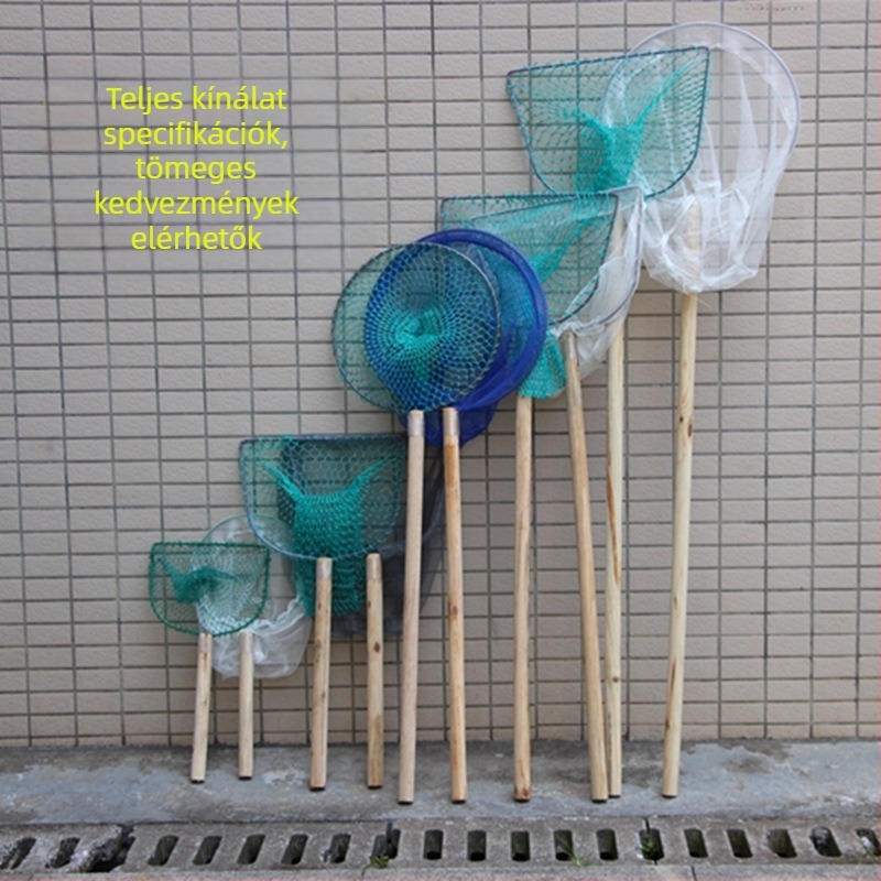 Kézzel készített halászháló fa nyéllel halak és garnélarák számára