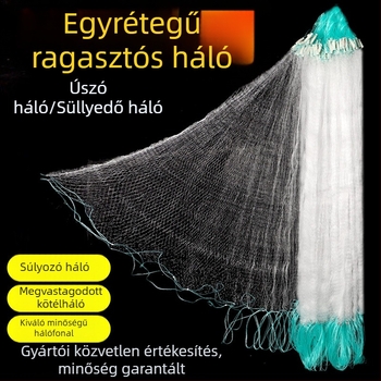 Nylon halászháló háromrétegű süllyedő résszel és egy rétegű lebegő résszel, lógó háló kis halakhoz és compóhoz