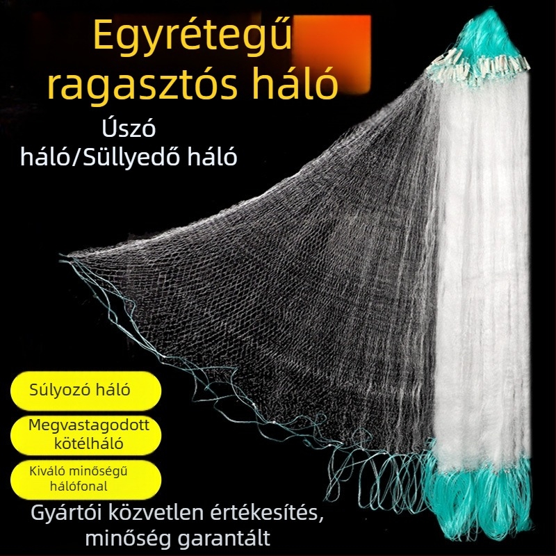 Nylon halászháló háromrétegű süllyedő résszel és egy rétegű lebegő résszel, lógó háló kis halakhoz és compóhoz