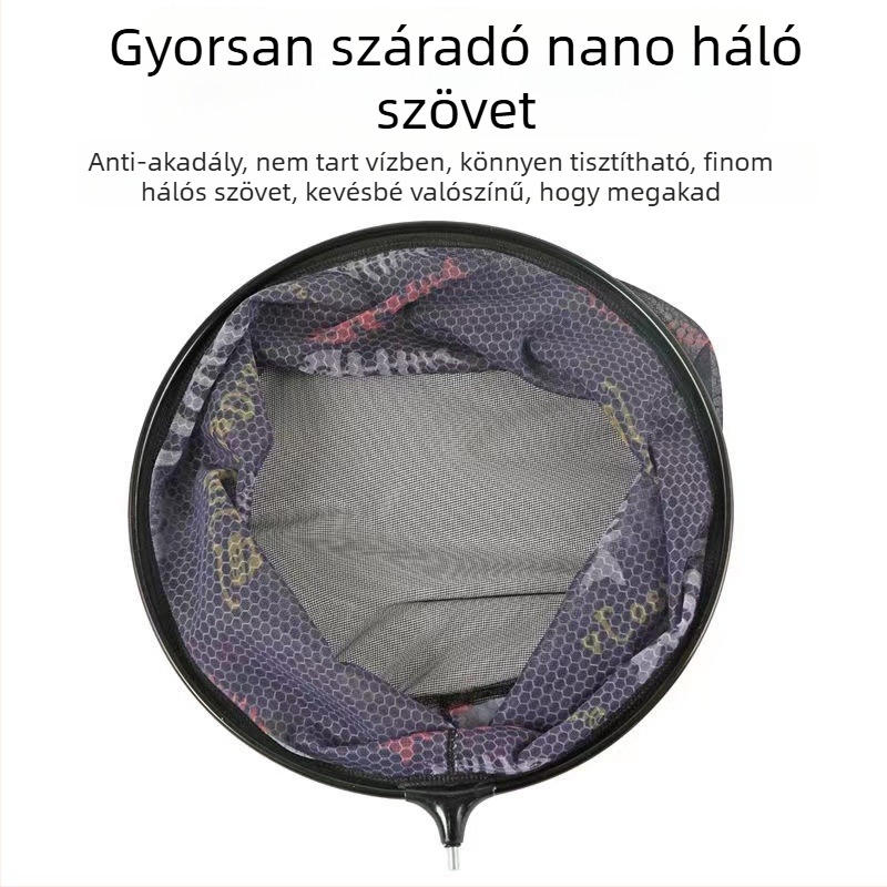 Titánium ötvözetből készült halászhálófej leválasztható cipzárral és gyorsan száradó hálóval; Yi zhi magánmárka