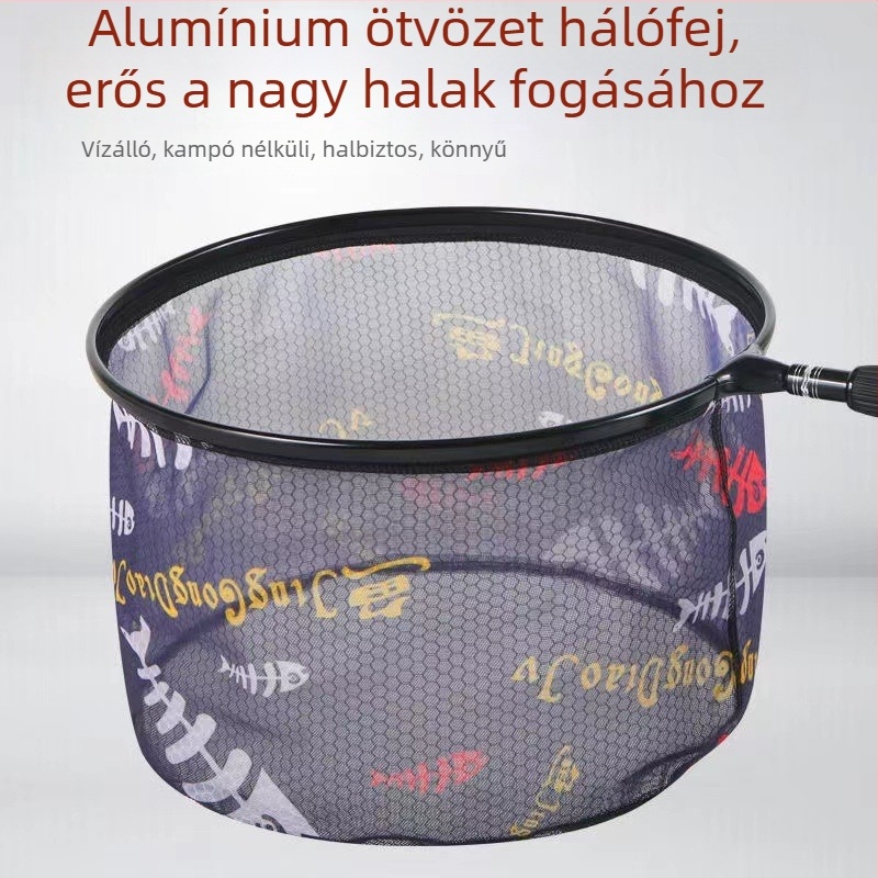 Titánium ötvözetből készült halászhálófej leválasztható cipzárral és gyorsan száradó hálóval; Yi zhi magánmárka