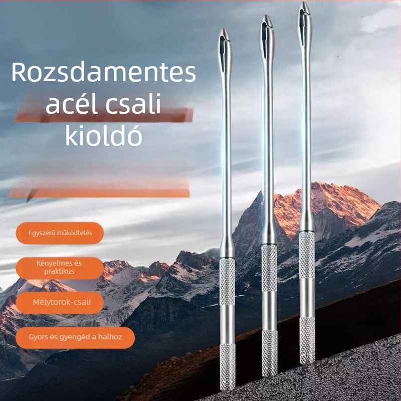 Rozsdamentes acélból készült horgász kioldó eszköz mély torok dizájnnal — gyors, vonalbarát, hordozható