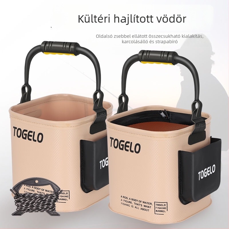 Összecsukható horgászkanna – hordozható élőhalas tartó kültéri használatra (Márka: Más; Anyag: Más)