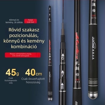 Longshuai szénszálas mini hordozható horgászbot, 28‑pozíciós állítható, ultrakicsi szegmensű, folyómenti horgászatra