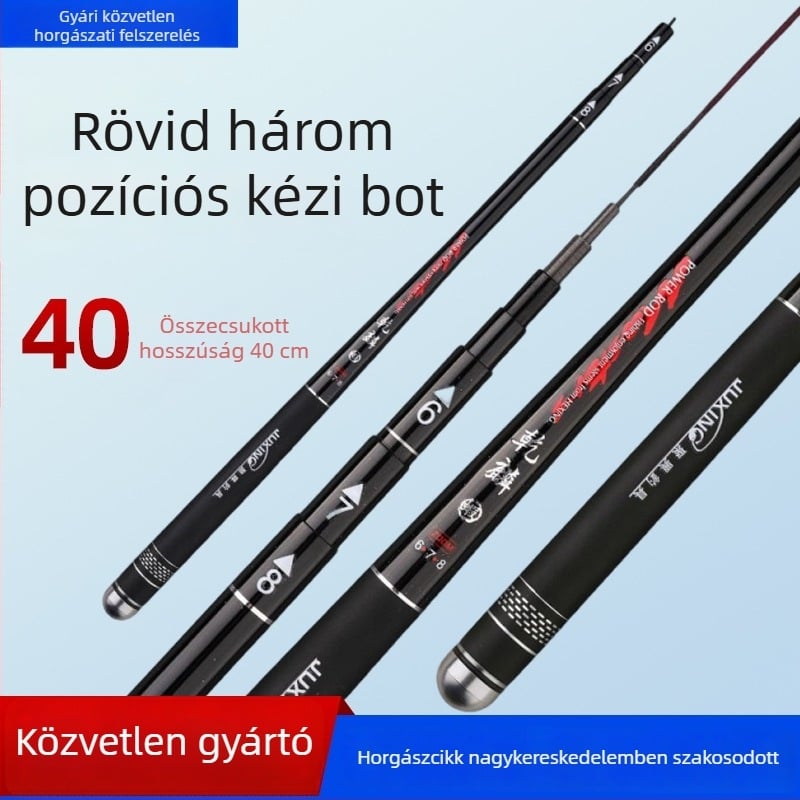 Longshuai szénszálas mini hordozható horgászbot, 28‑pozíciós állítható, ultrakicsi szegmensű, folyómenti horgászatra