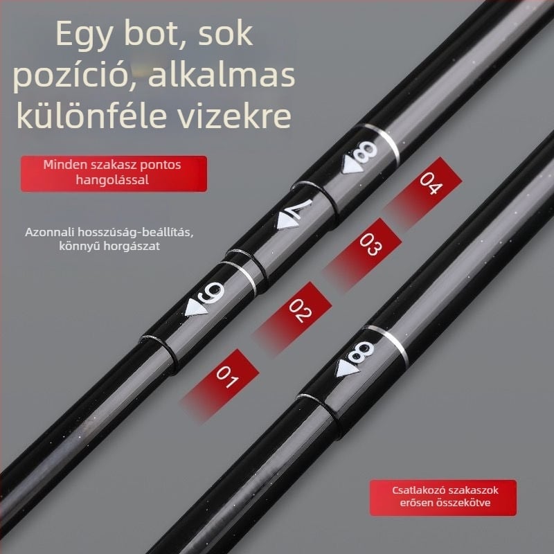 Longshuai szénszálas mini hordozható horgászbot, 28‑pozíciós állítható, ultrakicsi szegmensű, folyómenti horgászatra