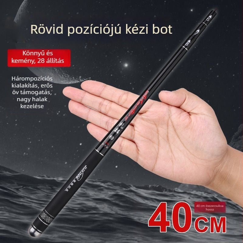 Longshuai szénszálas mini hordozható horgászbot, 28‑pozíciós állítható, ultrakicsi szegmensű, folyómenti horgászatra