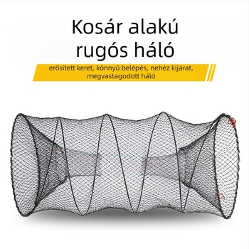 Összecsukható nylon garnéla ketrec, rugós mechanizmus, automata, kör alakú