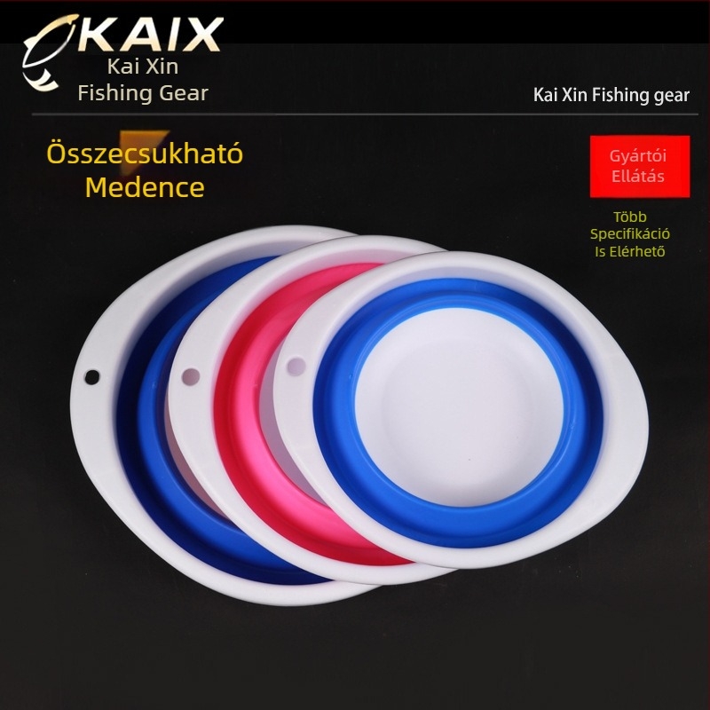 Kaixin összecsukható szilikon csaliedény, hordozható keverőtál horgászathoz