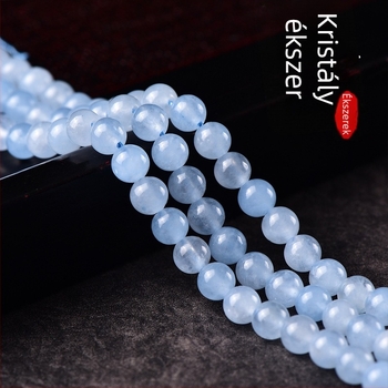 Akvamarin szabad gyöngyök, 8 mm, kerek, félkész DIY nyaklánc- és karkötő alkatrészek, világos luxus stílus, márka Crystal decoration