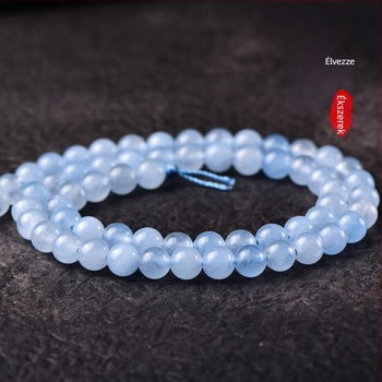Akvamarin szabad gyöngyök, 8 mm, kerek, félkész DIY nyaklánc- és karkötő alkatrészek, világos luxus stílus, márka Crystal decoration