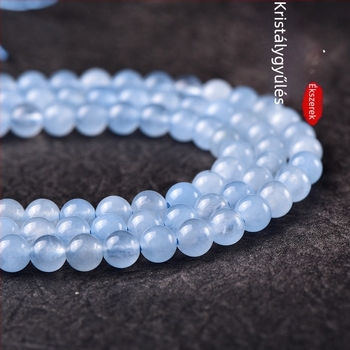 Akvamarin szabad gyöngyök, 8 mm, kerek, félkész DIY nyaklánc- és karkötő alkatrészek, világos luxus stílus, márka Crystal decoration