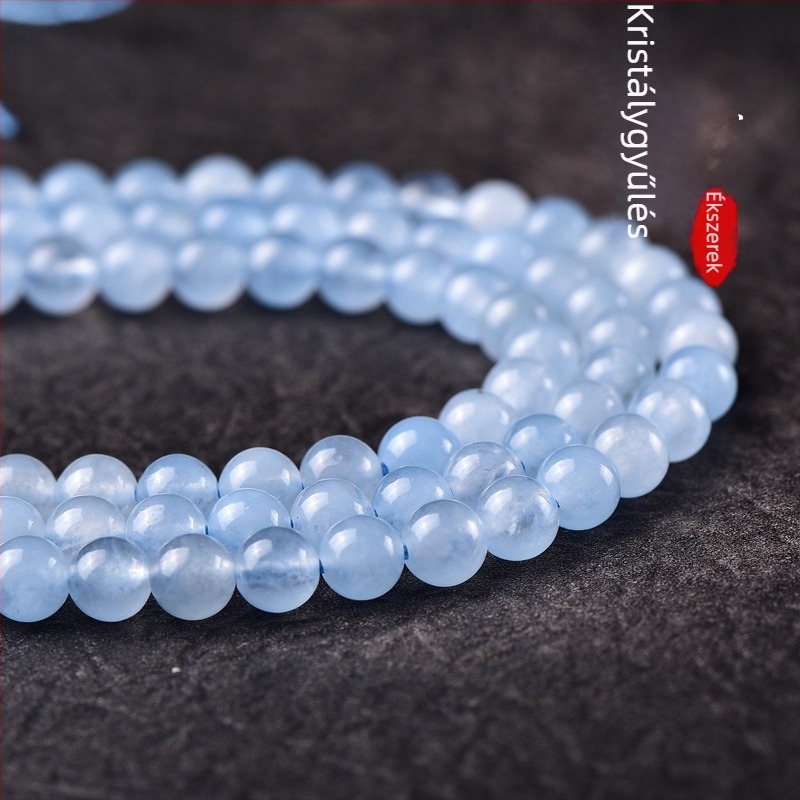 Akvamarin szabad gyöngyök, 8 mm, kerek, félkész DIY nyaklánc- és karkötő alkatrészek, világos luxus stílus, márka Crystal decoration