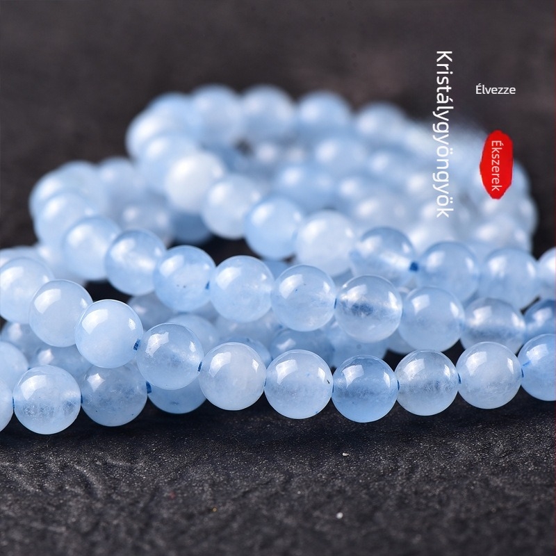 Akvamarin szabad gyöngyök, 8 mm, kerek, félkész DIY nyaklánc- és karkötő alkatrészek, világos luxus stílus, márka Crystal decoration