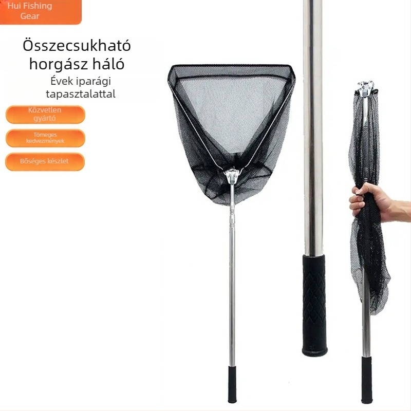Összecsukható horgász háló teleszkópos nyéllel és hálózsebbel – teljes készlet, Black Pit Net