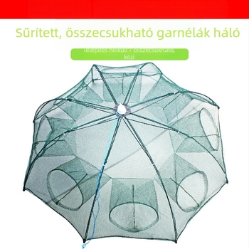  Garnéla ketrec acélhálóból, esernyő alakú hálóval – felszerelés horgászathoz