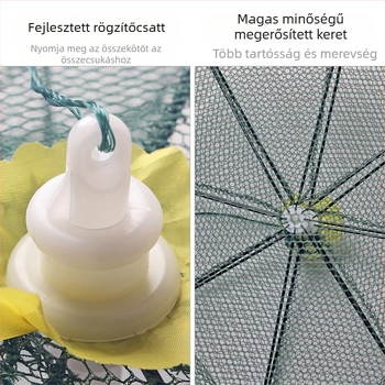  Garnéla ketrec acélhálóból, esernyő alakú hálóval – felszerelés horgászathoz