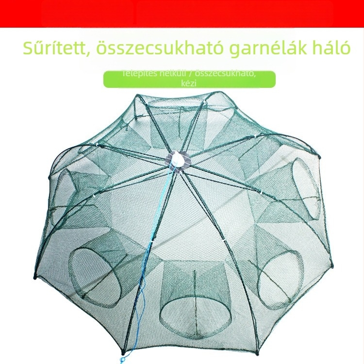  Garnéla ketrec acélhálóból, esernyő alakú hálóval – felszerelés horgászathoz