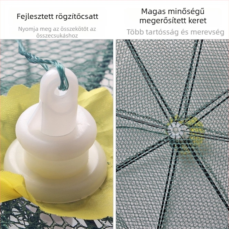  Garnéla ketrec acélhálóból, esernyő alakú hálóval – felszerelés horgászathoz