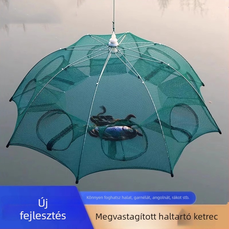 Többcélú rákfogó kosárháló – garnéla, rák és homár fogására, vastag esernyő alakú háló, kézi dobású nylon